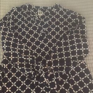 Anne Klein Navy and White Printed Top